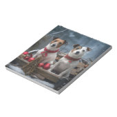 Jack Russell Snowy Sleigh Kerstdecoratie Notitieblok (Linkerzijde)