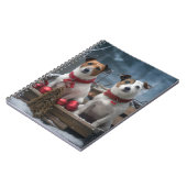 Jack Russell Snowy Sleigh Kerstdecoratie Notitieboek (Linkerzijde)