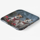 Jack Russell Snowy Sleigh Kerstdecoratie Papieren Bordje (Gebogen)