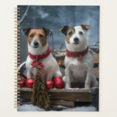Jack Russell Snowy Sleigh Kerstdecoratie Planner (Voorkant)