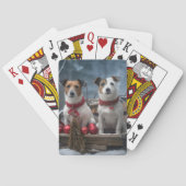 Jack Russell Snowy Sleigh Kerstdecoratie Pokerkaarten (Achterkant)