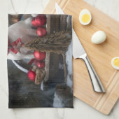 Jack Russell Snowy Sleigh Kerstdecoratie Theedoek (Quarter Fold)