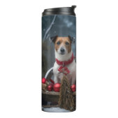 Jack Russell Snowy Sleigh Kerstdecoratie Thermosbeker (Gedraaid links)