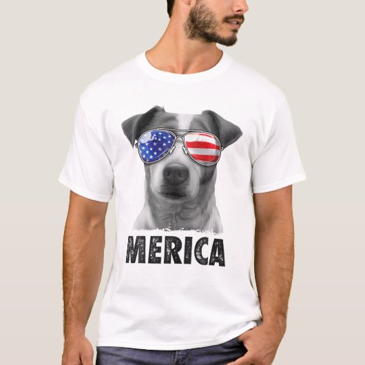 Jack Russell Terrier 4 juli Merica Mannen Americ T-shirt (Voorkant)