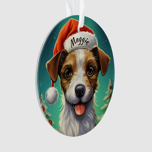 Jack Russell Terrier Aangepaste Kerstversiering Ornament (voorkant)