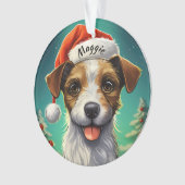 Jack Russell Terrier Aangepaste Kerstversiering Ornament (voorkant)