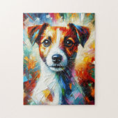 Jack Russell Terrier Acryl Print | Kleurrijk Legpuzzel (Verticaal)