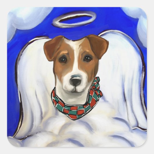Jack Russell Terrier Angel Vierkante Sticker (Voorkant)