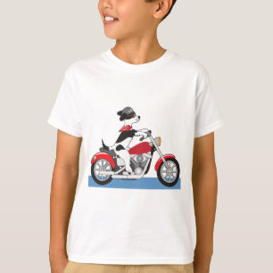 Jack Russell Terrier Biker Dog op rode motorfiets T-shirt