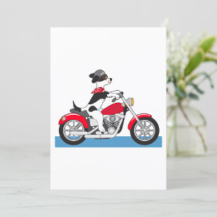 Jack Russell Terrier Bikerhond op rode motorfiets Kaart