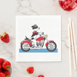 Jack Russell Terrier Bikerhond op rode motorfiets Servet