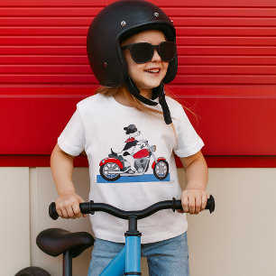 Jack Russell Terrier Bikerhond op rode motorfiets T-shirt
