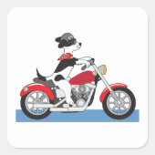 Jack Russell Terrier Bikerhond op rode motorfiets Vierkante Sticker (Voorkant)