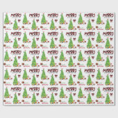 Jack Russell Terrier, Bird en kerstboom Cadeaupapier (Vlak)