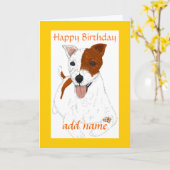 Jack Russell Terrier Birthday-kaart Kaart (Gele Bloem)
