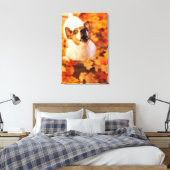 Jack Russell Terrier blaast en springt, herfst Canvas Afdruk (Insitu (Slaapkamer))