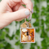 Jack Russell Terrier blaast en springt, herfst Sleutelhanger (Hand)