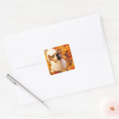Jack Russell Terrier blaast en springt, herfst Vierkante Sticker (Envelop)