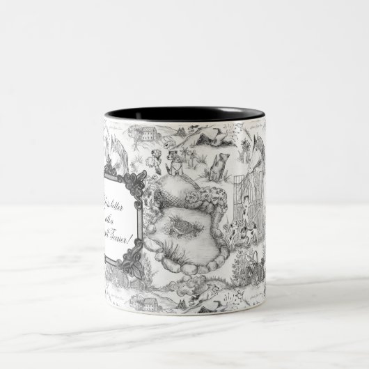 JACK RUSSELL Terrier Black Toile w/Customization Tweekleurige Koffiemok (Center)