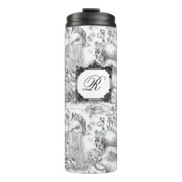 JACK RUSSELL Terrier Black Toile w/Monogram Thermosbeker