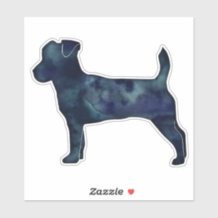 Jack Russell Terrier Black Waterverf Silhouette Sticker