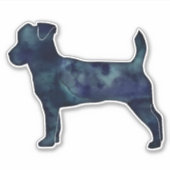 Jack Russell Terrier Black Waterverf Silhouette Sticker (Voorkant)