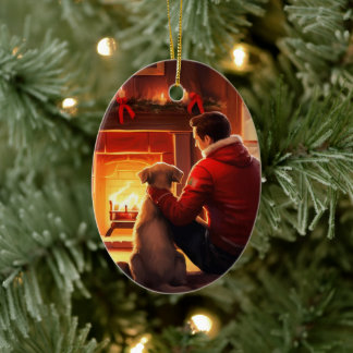 Jack Russell Terrier Brandweerman, Puppy, Hond Lie Keramisch Ornament