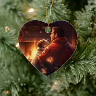 Jack Russell Terrier Brandweerman, Puppy, Hondenli Keramisch Ornament