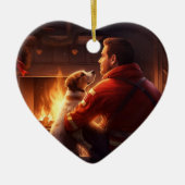 Jack Russell Terrier Brandweerman, Puppy, Hondenli Keramisch Ornament (Voorkant)