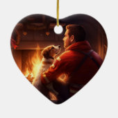 Jack Russell Terrier Brandweerman, Puppy, Hondenli Keramisch Ornament (Achterkant)