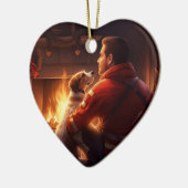 Jack Russell Terrier Brandweerman, Puppy, Hondenli Keramisch Ornament (Links)