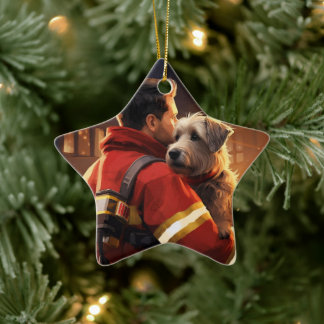 Jack Russell Terrier Brandweerman, Puppy, Hondenli Keramisch Ornament