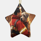 Jack Russell Terrier Brandweerman, Puppy, Hondenli Keramisch Ornament (Links)