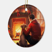 Jack Russell Terrier Brandweerman, Puppy, Hondenli Keramisch Ornament (Links)