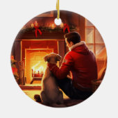 Jack Russell Terrier Brandweerman, Puppy, Hondenli Keramisch Ornament (Achterkant)