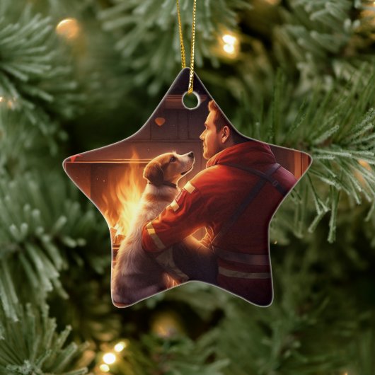 Jack Russell Terriër Brandweerman, Puppy, Huisdier Keramisch Ornament (Boom)