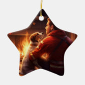 Jack Russell Terriër Brandweerman, Puppy, Huisdier Keramisch Ornament (Voorkant)