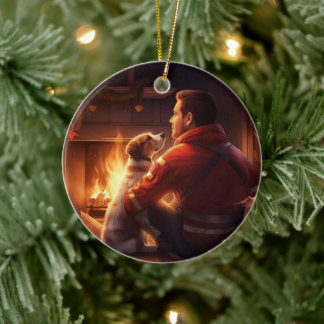 Jack Russell Terriër Brandweerman, Puppy, Huisdier Keramisch Ornament