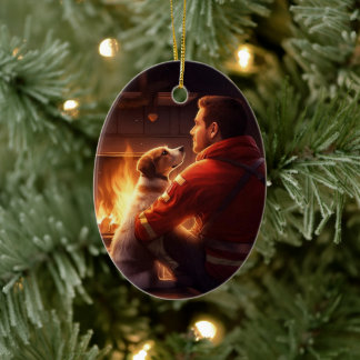 Jack Russell Terrier Brandweerman, Puppy, Huisdier Keramisch Ornament