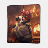 Jack Russell Terrier Brandweerman, Puppy, Huisdier Keramisch Ornament (Links)