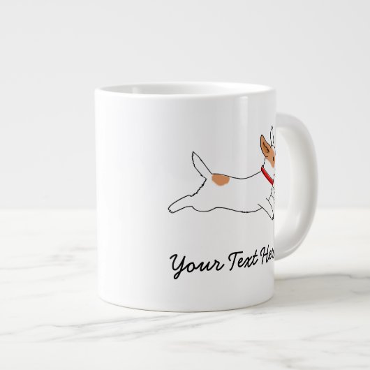 Jack Russell Terrier Cartoon Dog met aangepaste te Grote Koffiekop (Voorkant rechts)