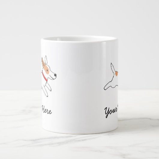 Jack Russell Terrier Cartoon Dog met aangepaste te Grote Koffiekop (Voorkant)