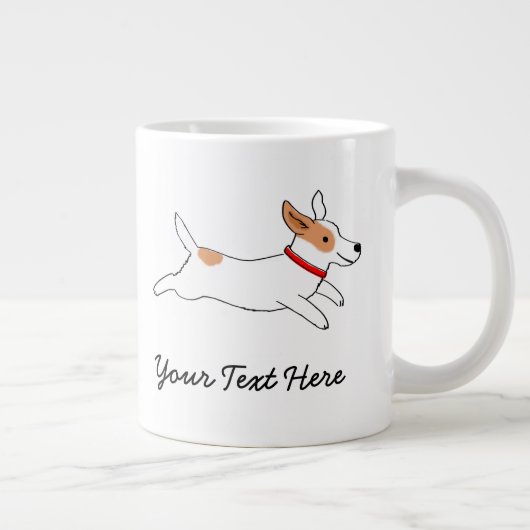 Jack Russell Terrier Cartoon Dog met aangepaste te Grote Koffiekop (Rechts)