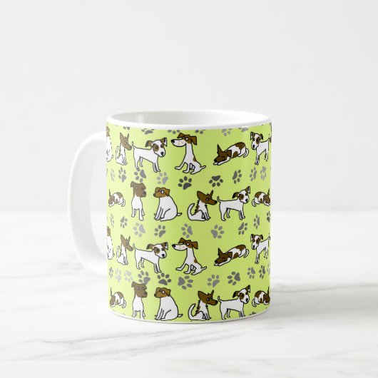 Jack Russell Terrier Cartoon Mug Koffiemok (Voorkant links)