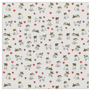 Jack Russell Terrier Cartoonprint Stof