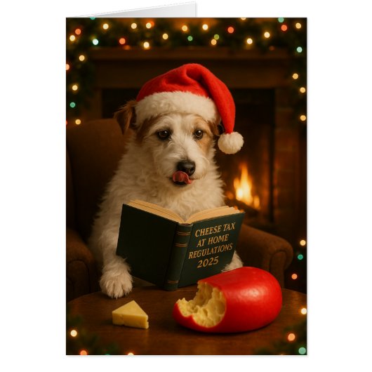 Jack Russell Terrier 'Cheese Tax' Christmas card (Voorkant)