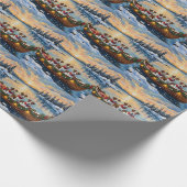 Jack Russell Terrier Christmas Boat Holiday Cadeaupapier (Hoek)