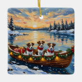 Jack Russell Terrier Christmas Boat Holiday Keramisch Ornament (Voorkant)