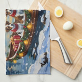 Jack Russell Terrier Christmas Boat Holiday Theedoek (Quarter Fold)