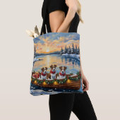 Jack Russell Terrier Christmas Boat Holiday Tote Bag (Dichtbij)